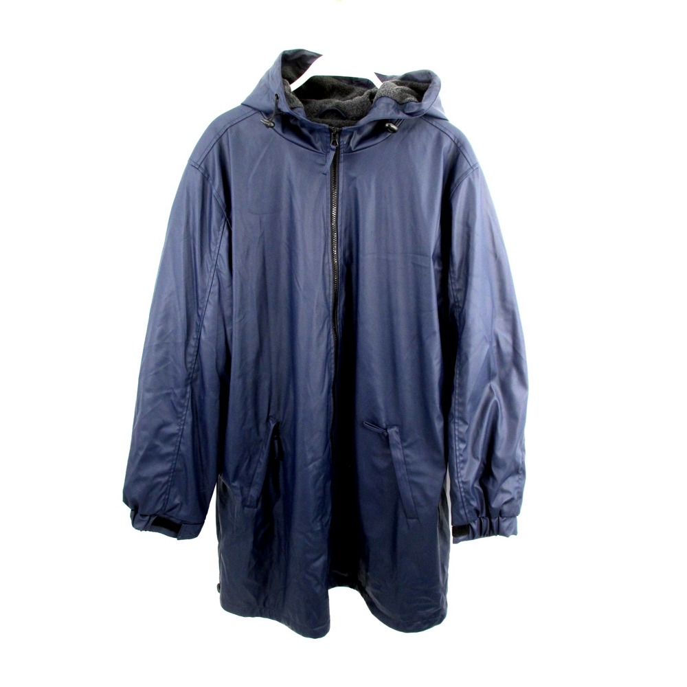 Woman Within Hooded Rain Coat Women 1X Blue Fleece Lined Heavyweight Jacket